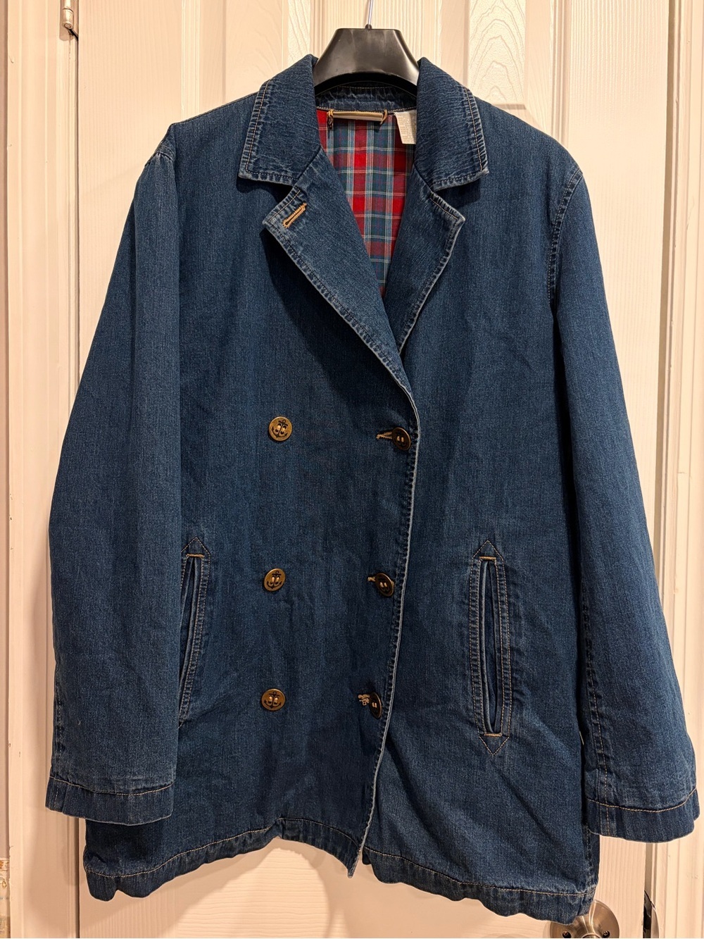 Vintage Liz Claiborne Denim Double Breasted Nautical Jacket Oversize Medium